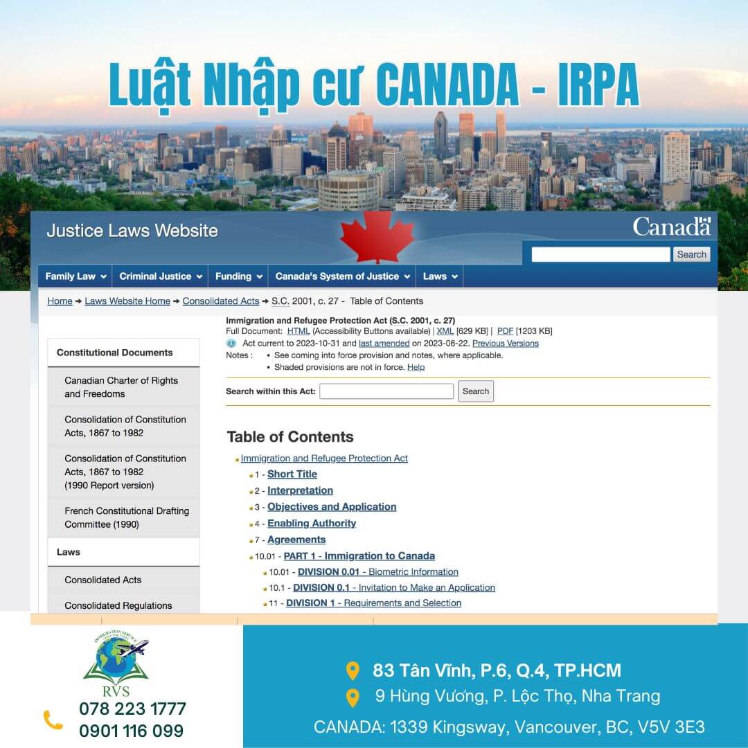Read more about the article Tìm hiểu về luật Nhập cư IRPA của Canada