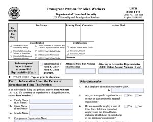 Mẫu đơn I-140 USCIS