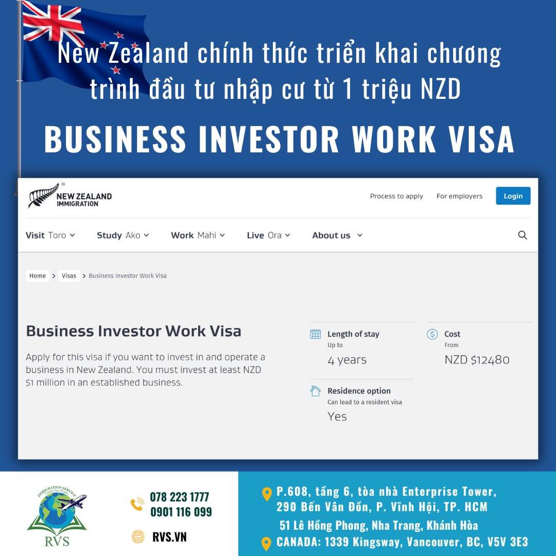 Read more about the article New Zealand chính thức triển khai chương trình đầu tư nhập cư từ 1 triệu NZD mang tên Business Investor Work Visa