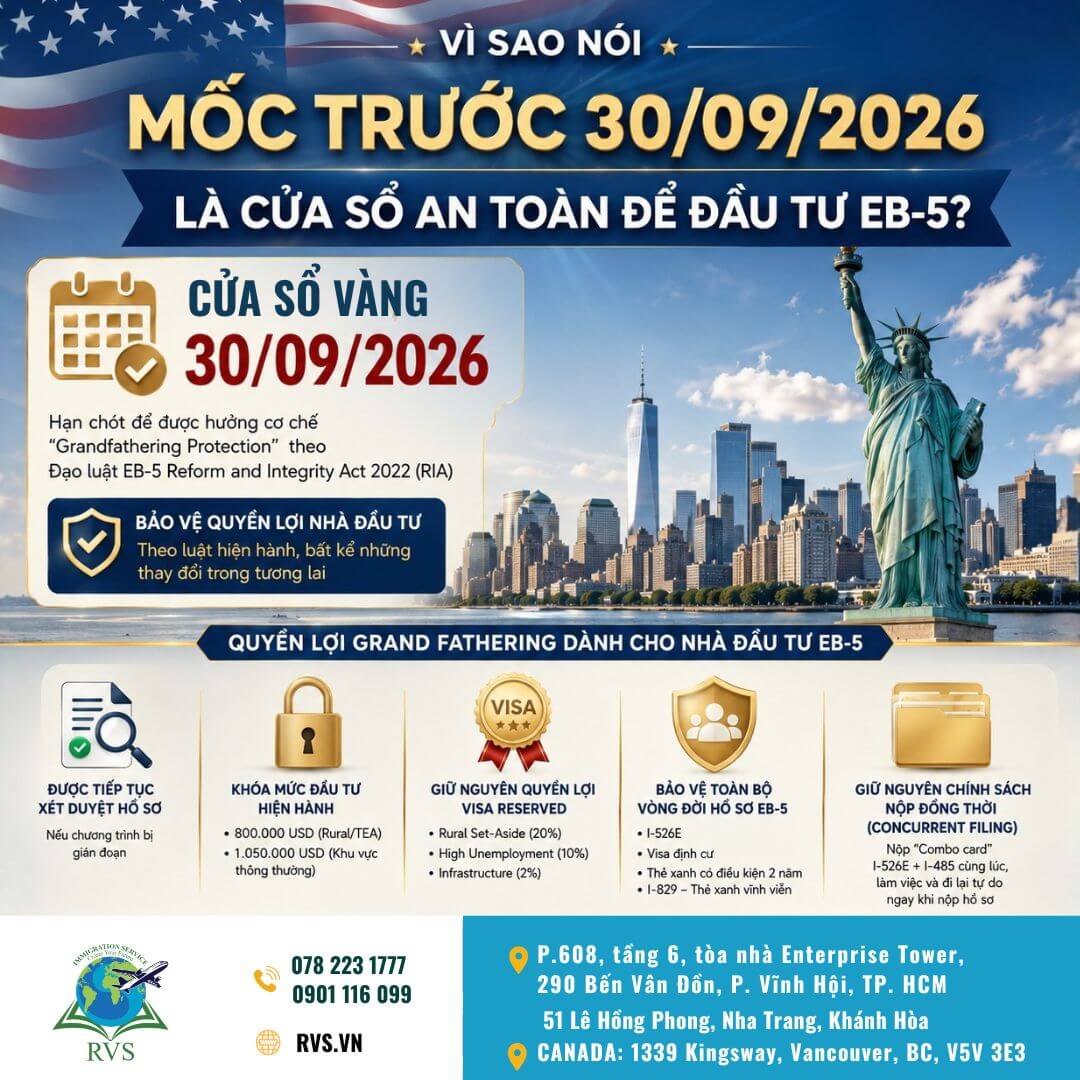 Mốc 30/09/2026 quan trọng đối với chương trình EB-5