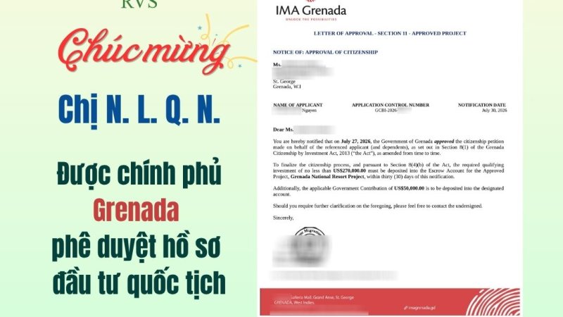 Khách hàng định cư Grenada thành công