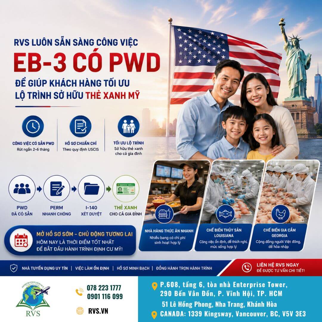Việc làm định cư Mỹ EB3